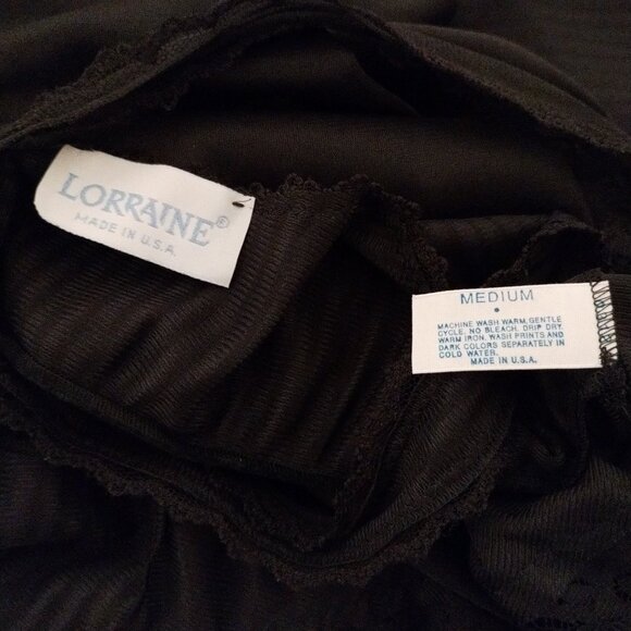 MEDIUM VINTAGE Lorraine LONG Slip Dress Black Lace Nylon Lingerie USA NIGHTGOWN - Picture 10 of 11